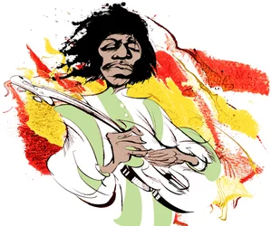 Jimi Hendrix, American Guitarist (1942-70) (Colour Caricature)